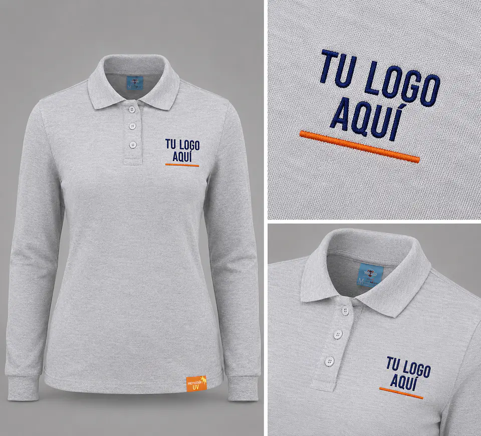 Polera piqué  mujer 80% algodón con bordado corporativo 4