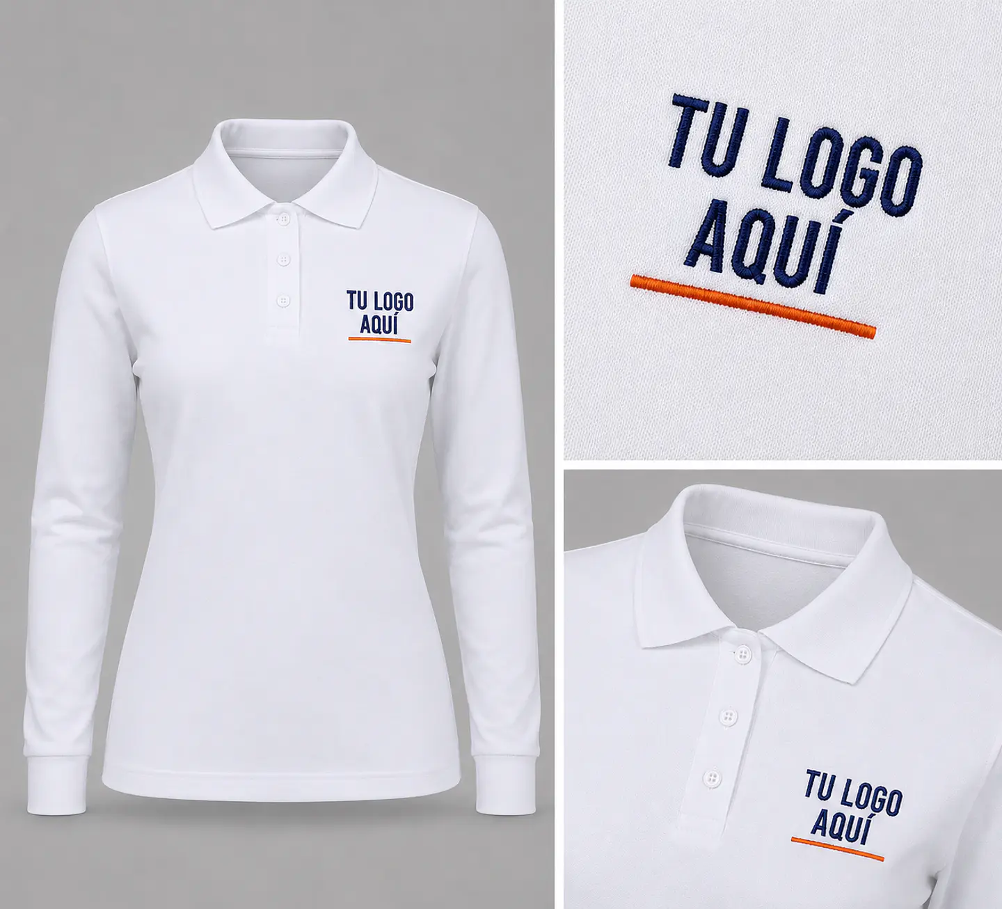 Polera piqué  mujer 80% algodón con bordado corporativo 5