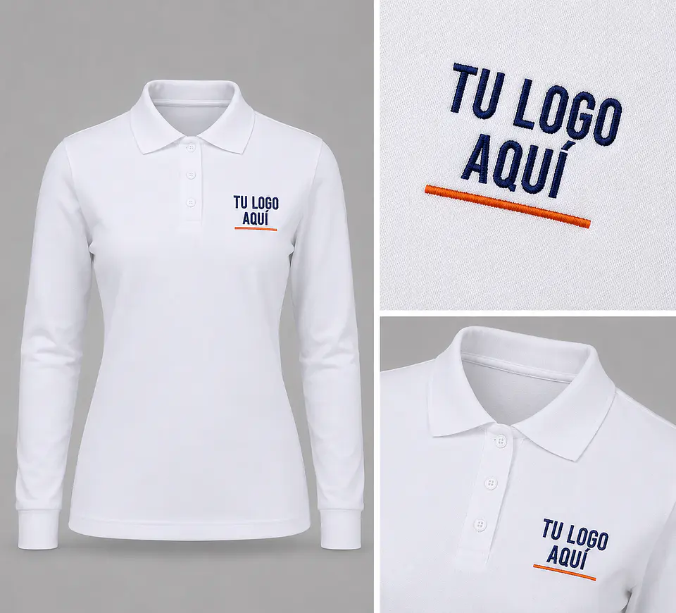Polera piqué  mujer 80% algodón con bordado corporativo 5