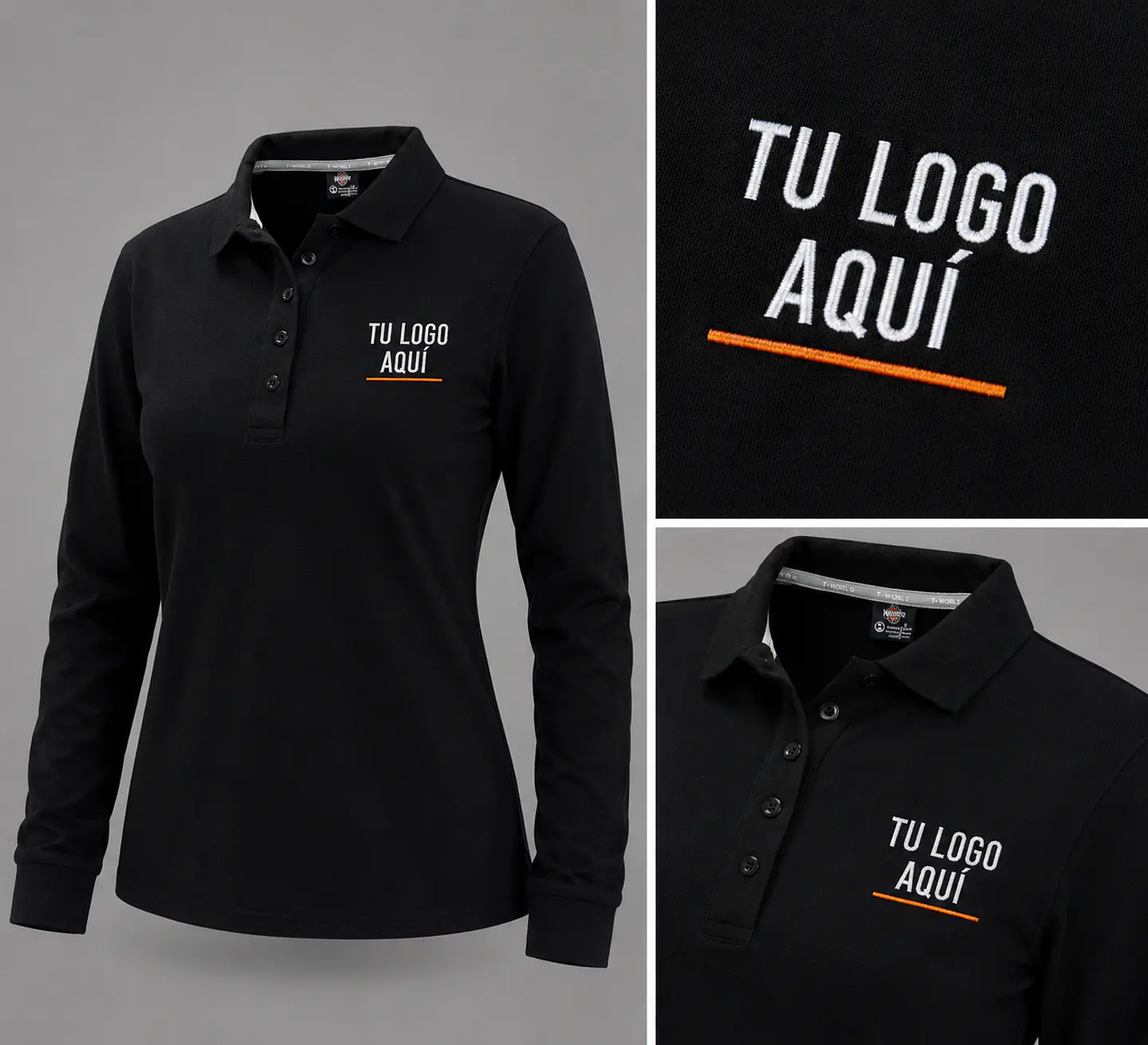 Polera piqué spandex  mujer 59% algodón con bordado corporativo 1
