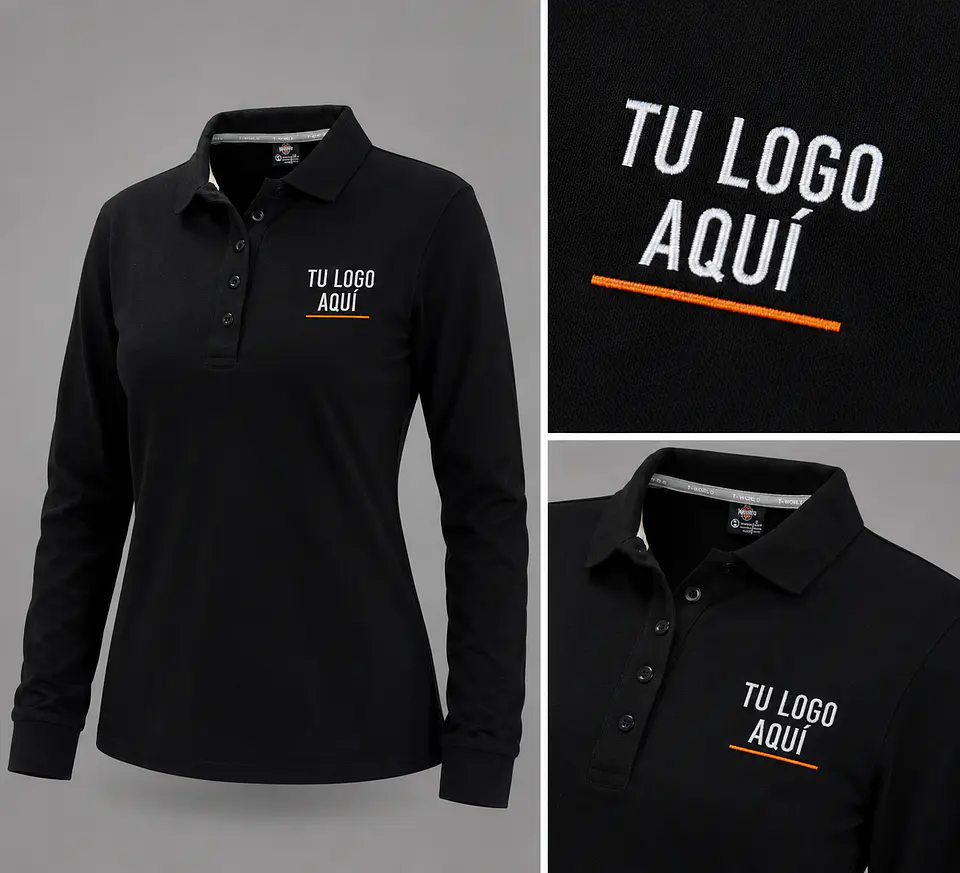 Polera piqué spandex  mujer 59% algodón con bordado corporativo 1