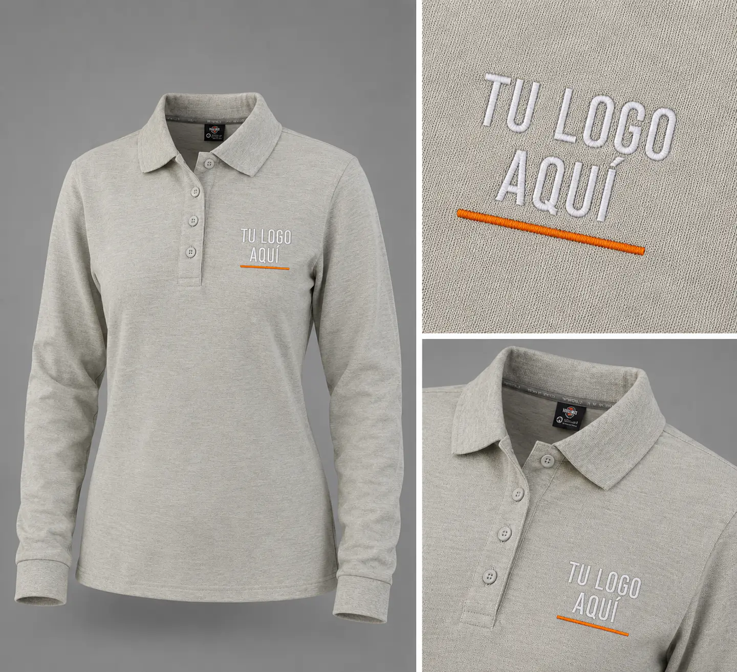 Polera piqué spandex  mujer 59% algodón con bordado corporativo 2