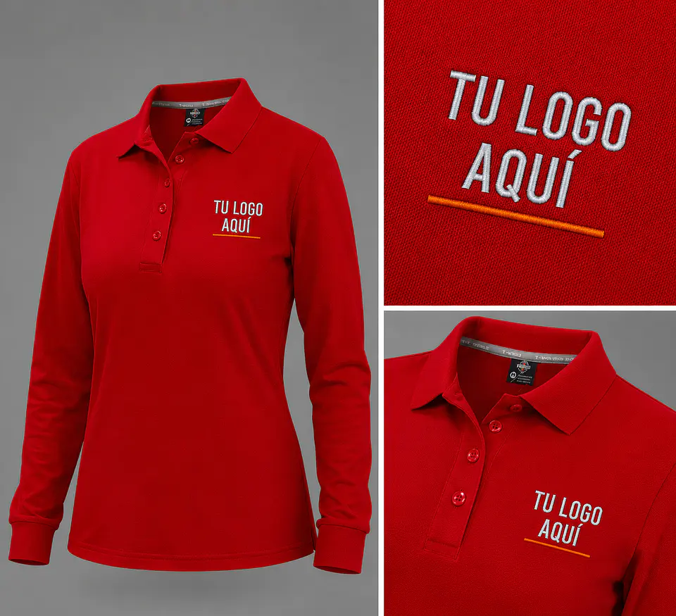 Polera piqué spandex  mujer 59% algodón con bordado corporativo 3