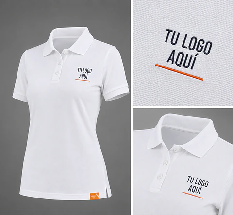 Polera piqué 80% algodón bordado corporativo