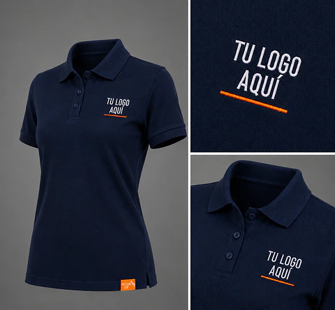 Polera piqué 80% algodón bordado corporativo