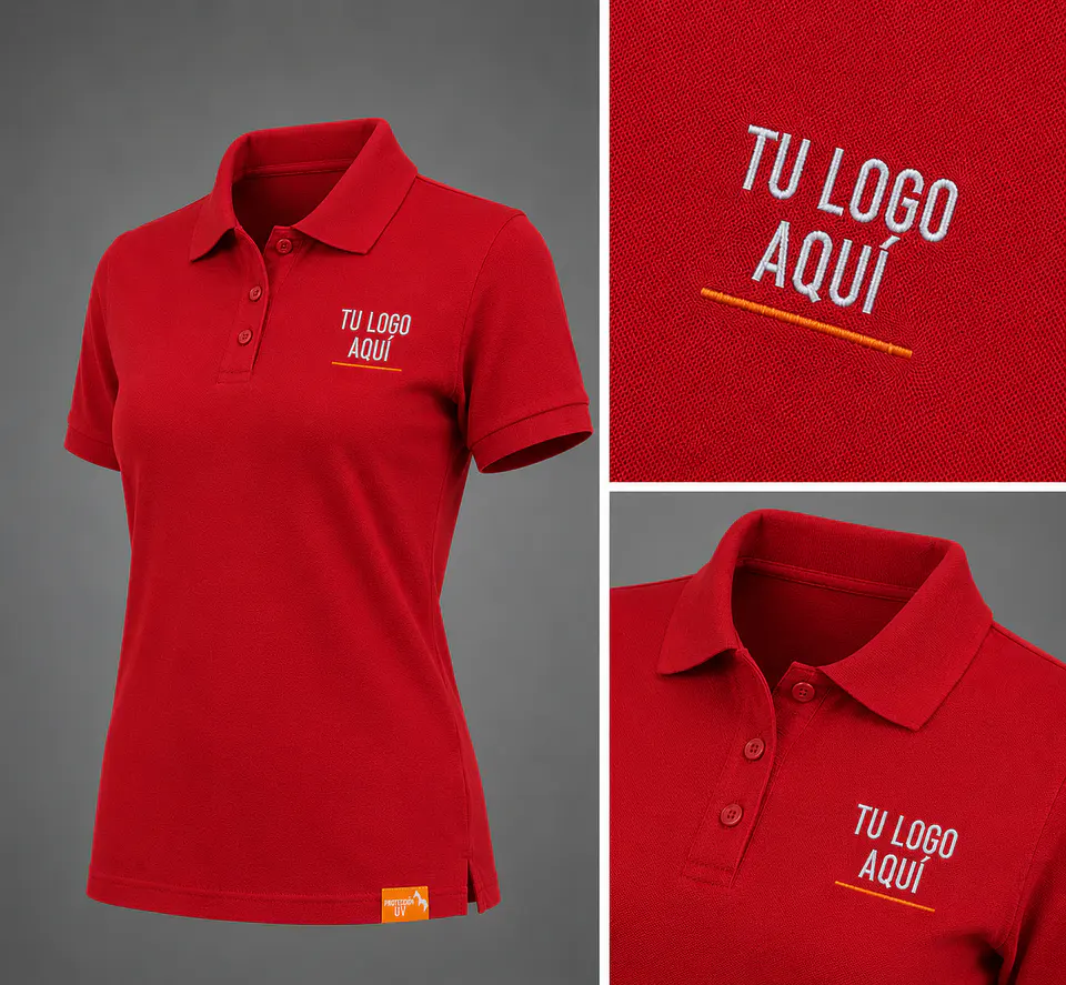 Polera piqué 80% algodón bordado corporativo 3