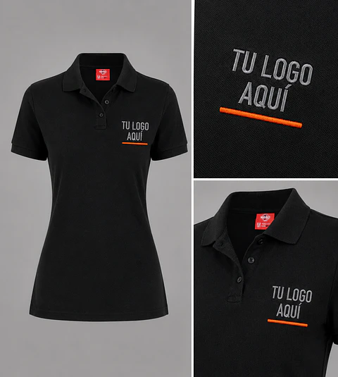 Polera piqué  60% algodón con bordado corporativo
