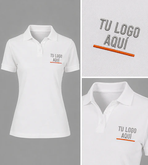 Polera piqué  60% algodón con bordado corporativo