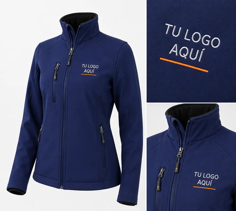 Chaqueta Softshell con pulgar mujer con bordado corporativo 1
