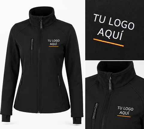 Chaqueta Softshell con pulgar mujer con bordado corporativo