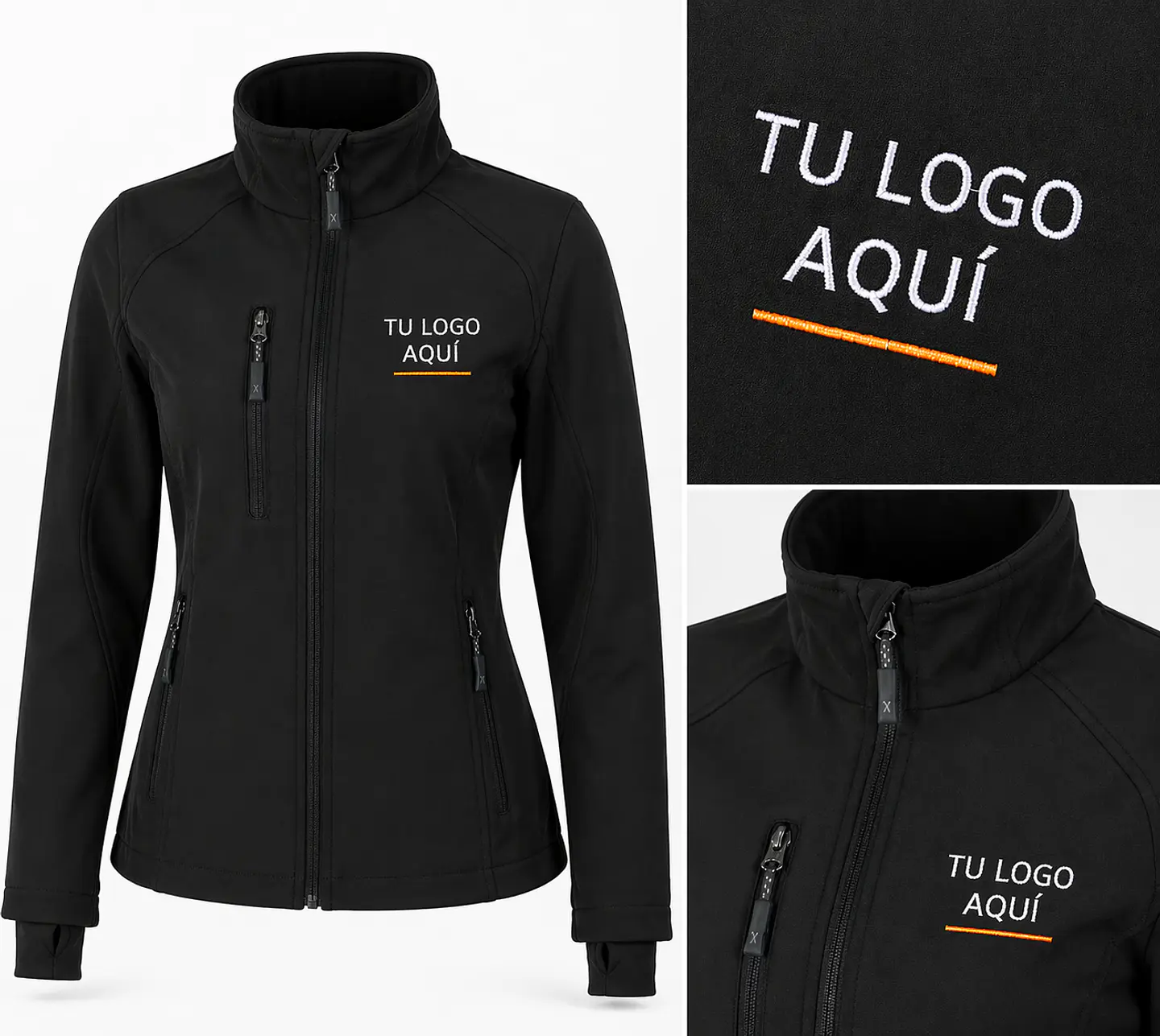 Chaqueta Softshell con pulgar mujer con bordado corporativo 2
