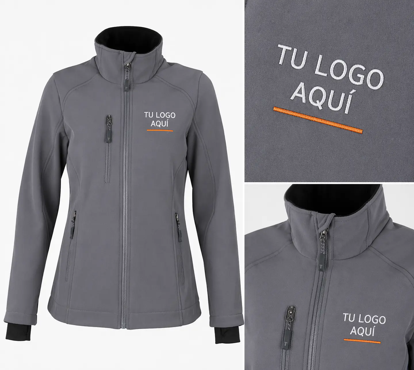 Chaqueta Softshell con pulgar mujer con bordado corporativo 3