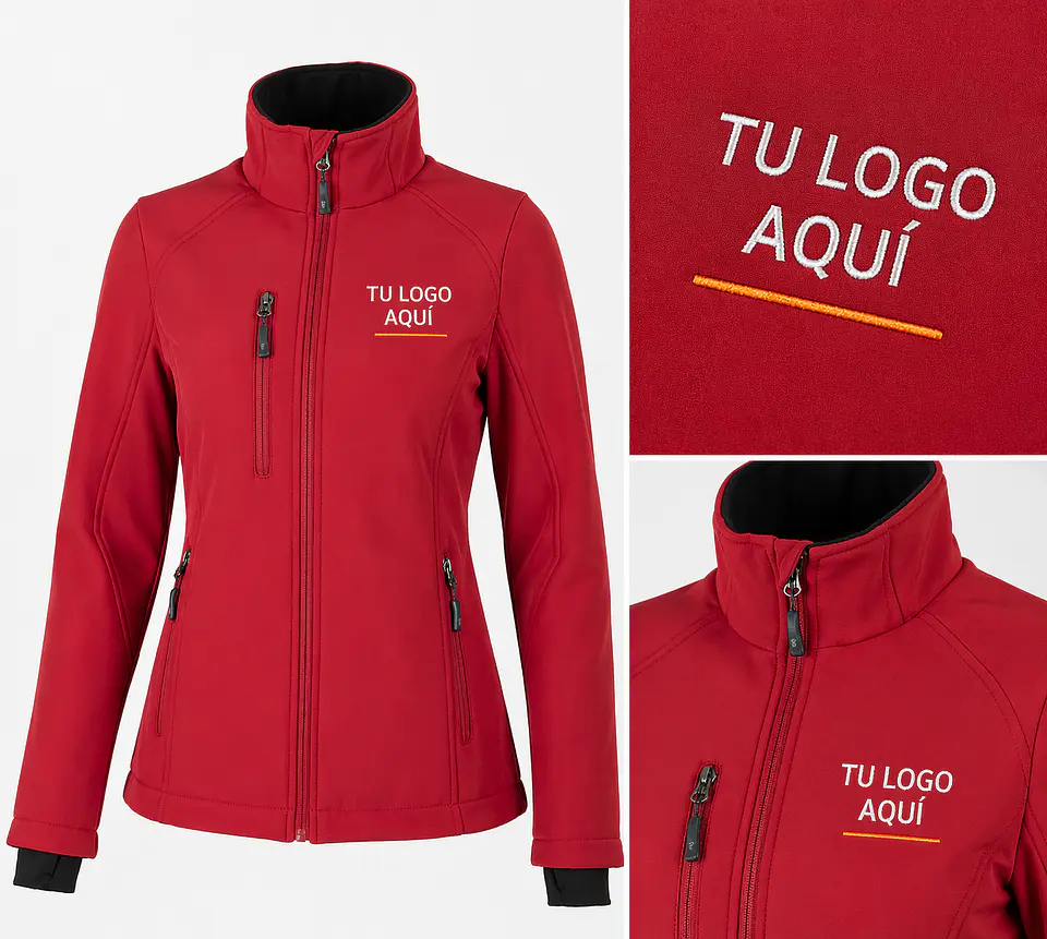 Chaqueta Softshell con pulgar mujer con bordado corporativo 4