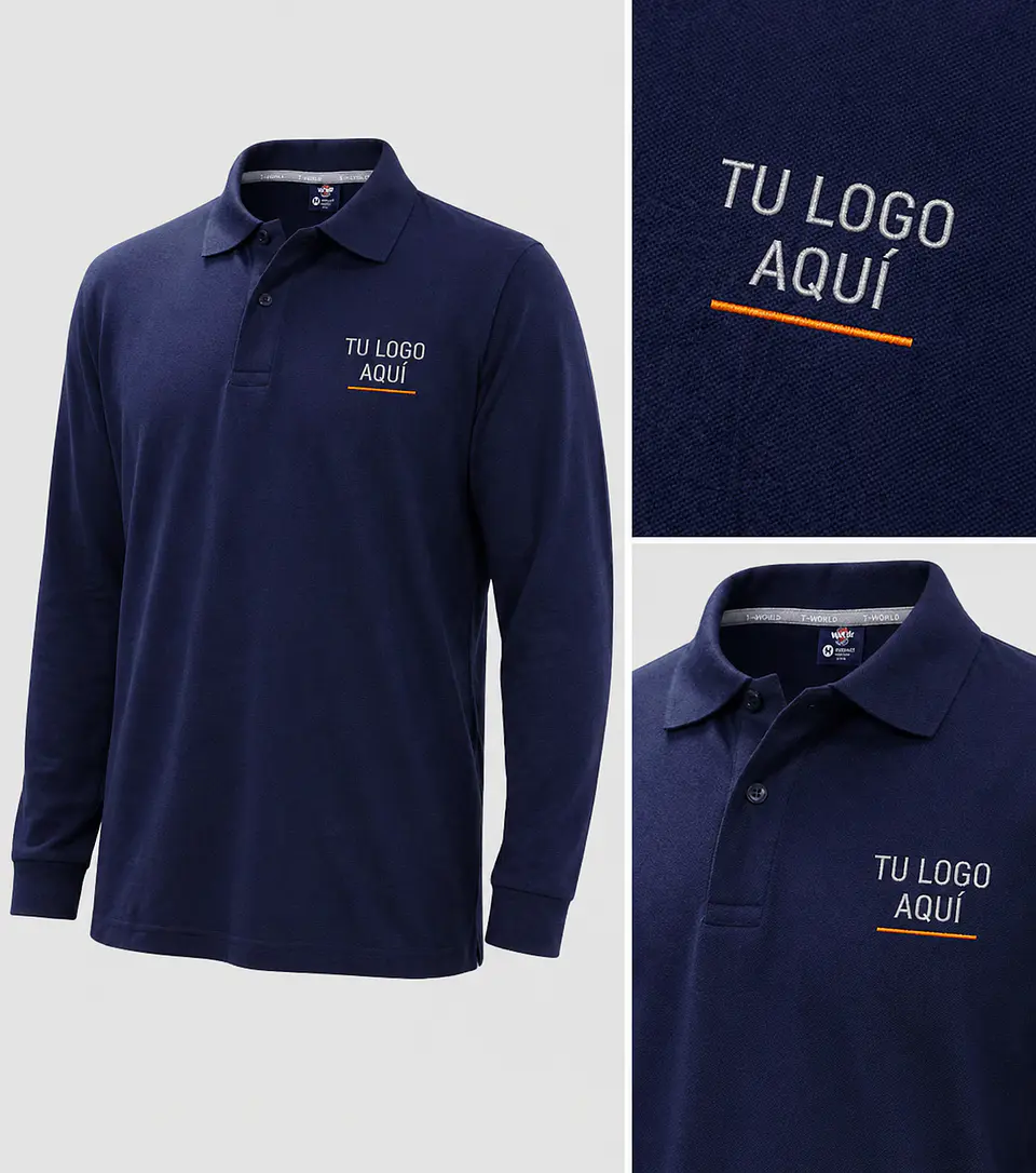 Polera piqué ComfortDry manga larga hombre 60% algodón con bordado corporativo 1