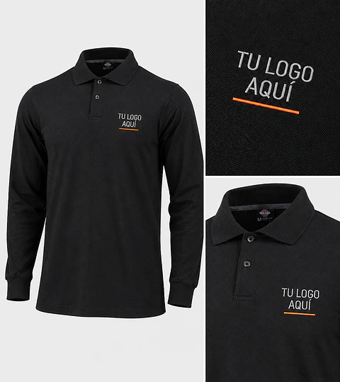 Polera piqué ComfortDry manga larga hombre 60% algodón con bordado corporativo