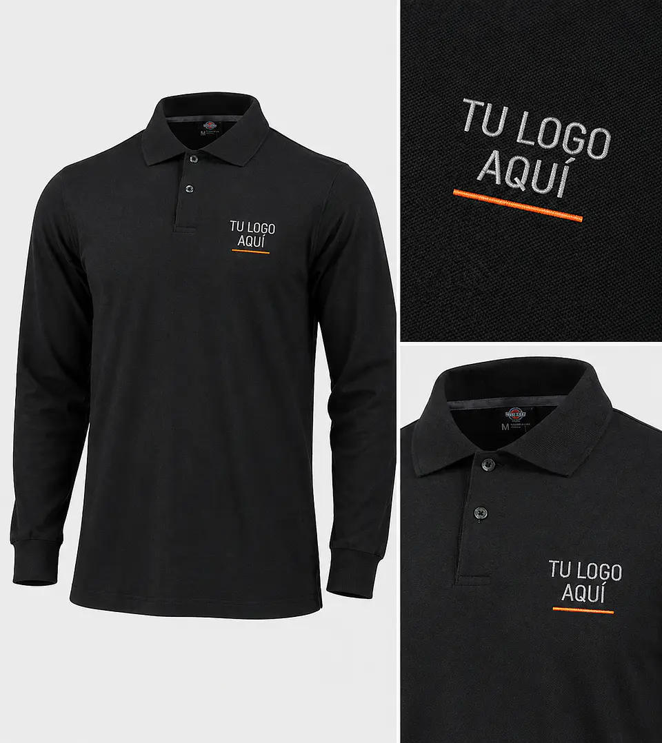 Polera piqué ComfortDry manga larga hombre 60% algodón con bordado corporativo 2