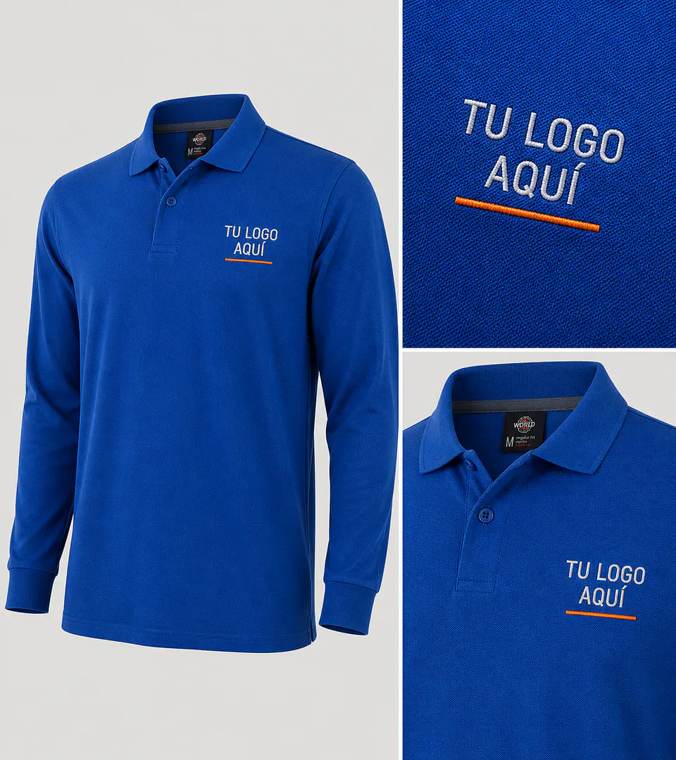 Polera piqué ComfortDry manga larga hombre 60% algodón con bordado corporativo 4