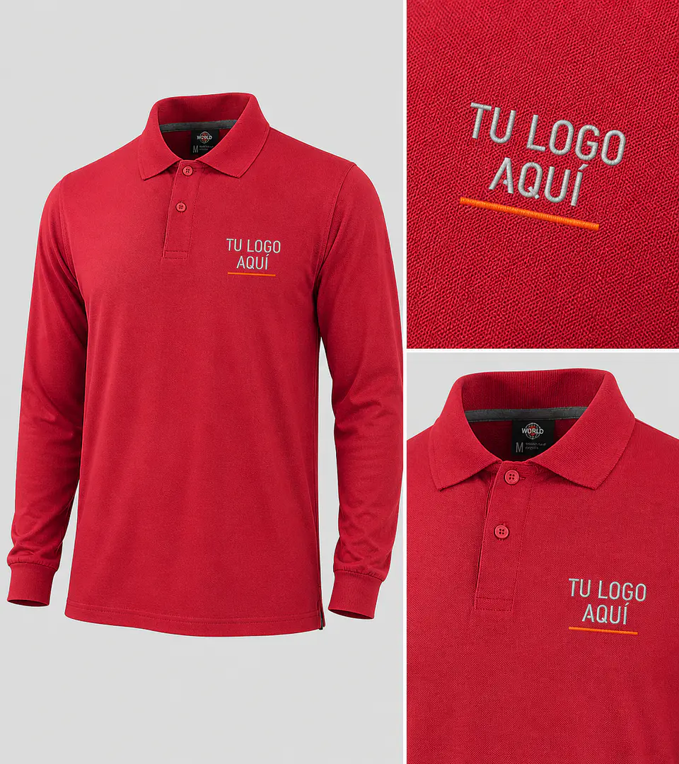 Polera piqué ComfortDry manga larga hombre 60% algodón con bordado corporativo 5