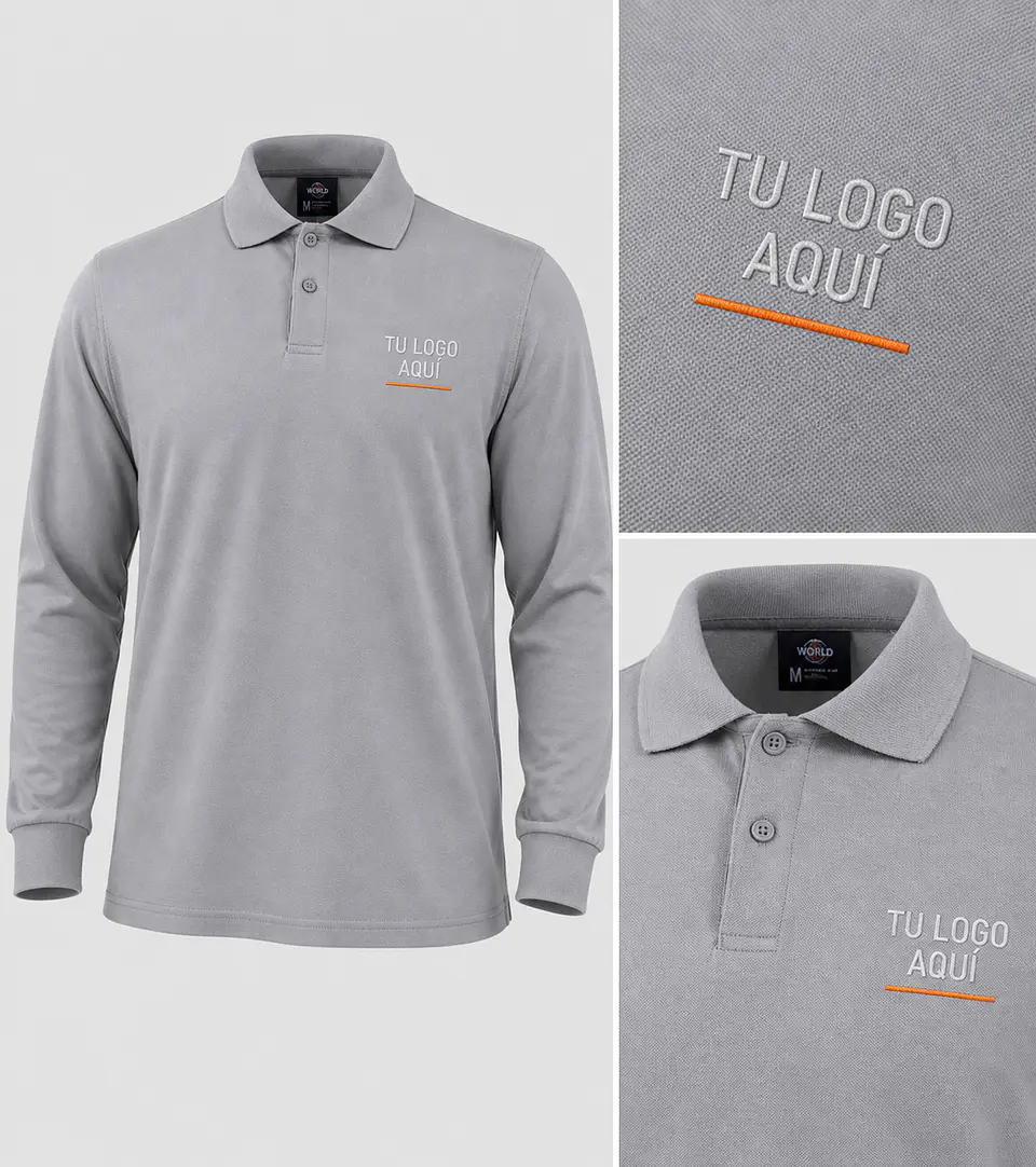 Polera piqué ComfortDry manga larga hombre 60% algodón con bordado corporativo 6