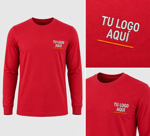 Polera Polo manga larga 100% algodón con bordado corporativo