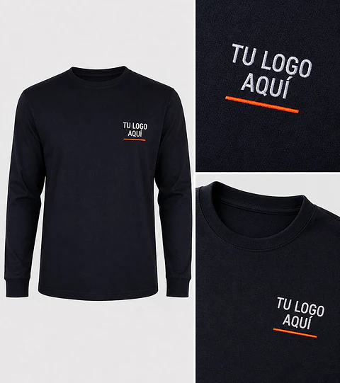 Polera Polo manga larga 100% algodón con bordado corporativo