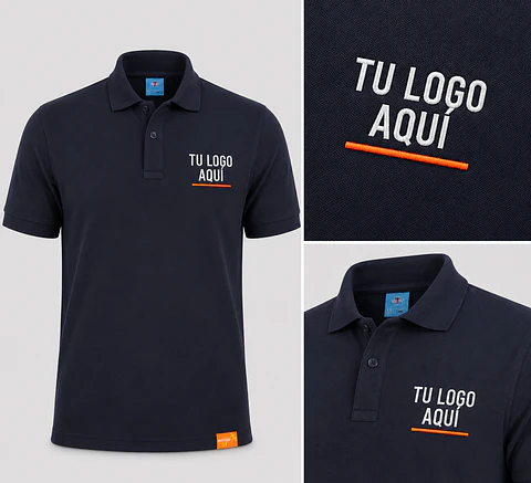 Polera piqué manga corta hombre 80% algodón con bordado corporativo