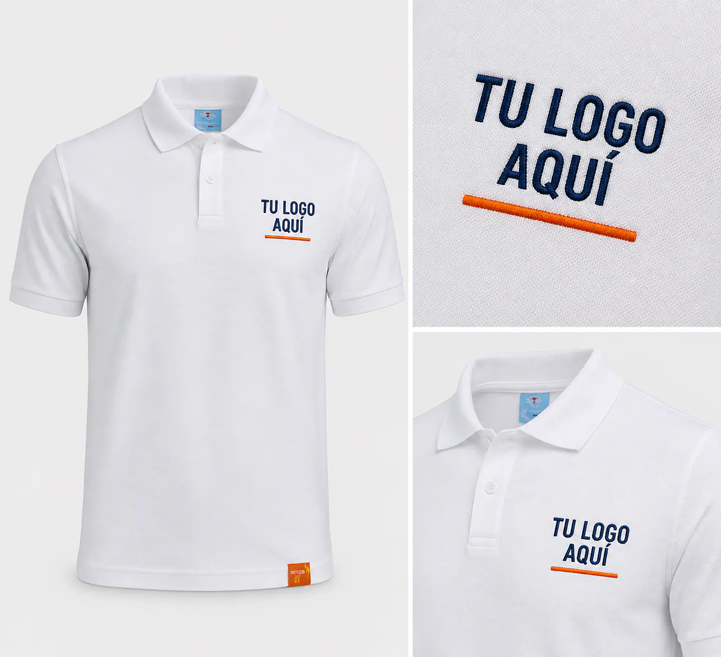 Polera piqué manga corta hombre 80% algodón con bordado corporativo 3