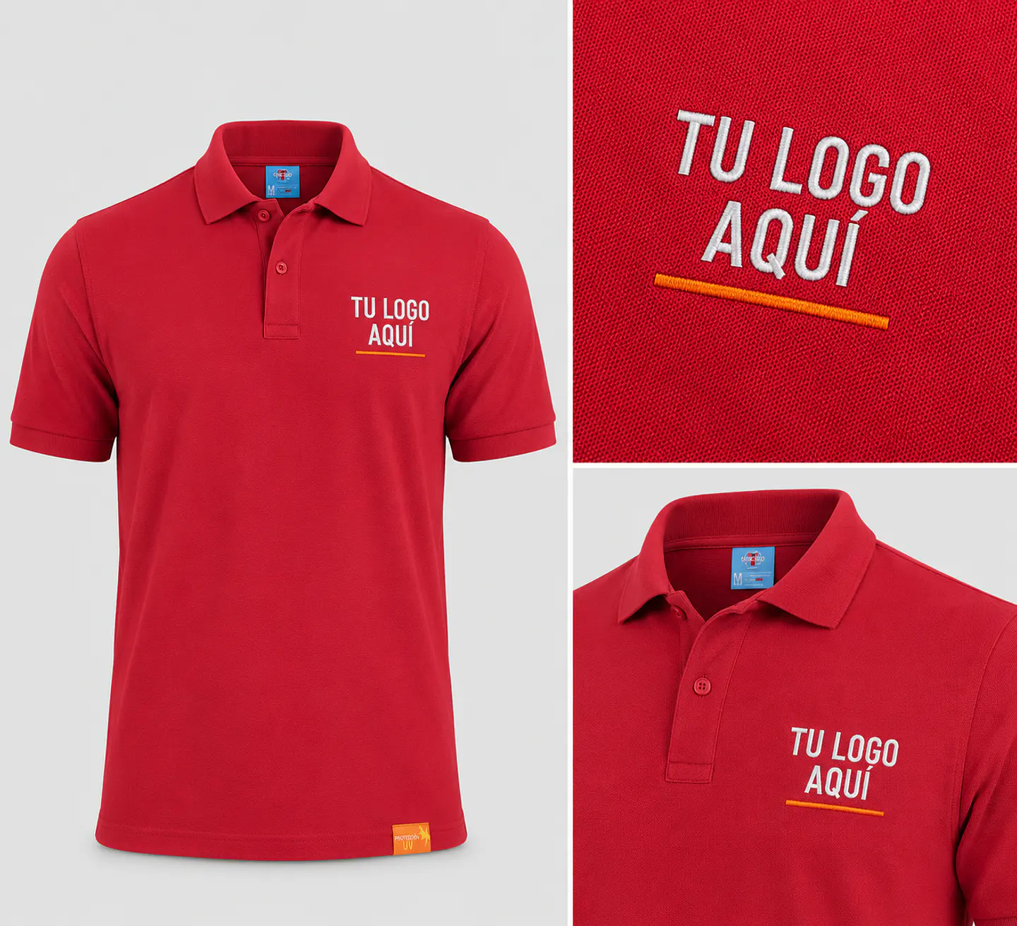 Polera piqué manga corta hombre 80% algodón con bordado corporativo 5
