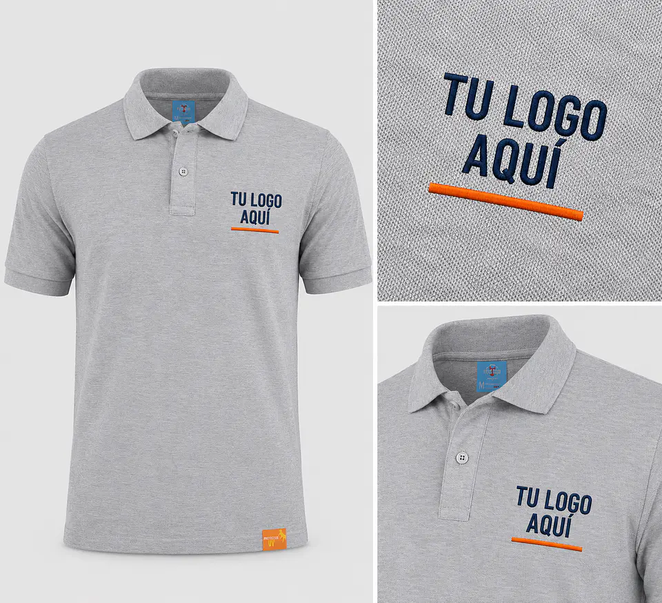 Polera piqué manga corta hombre 80% algodón con bordado corporativo 6
