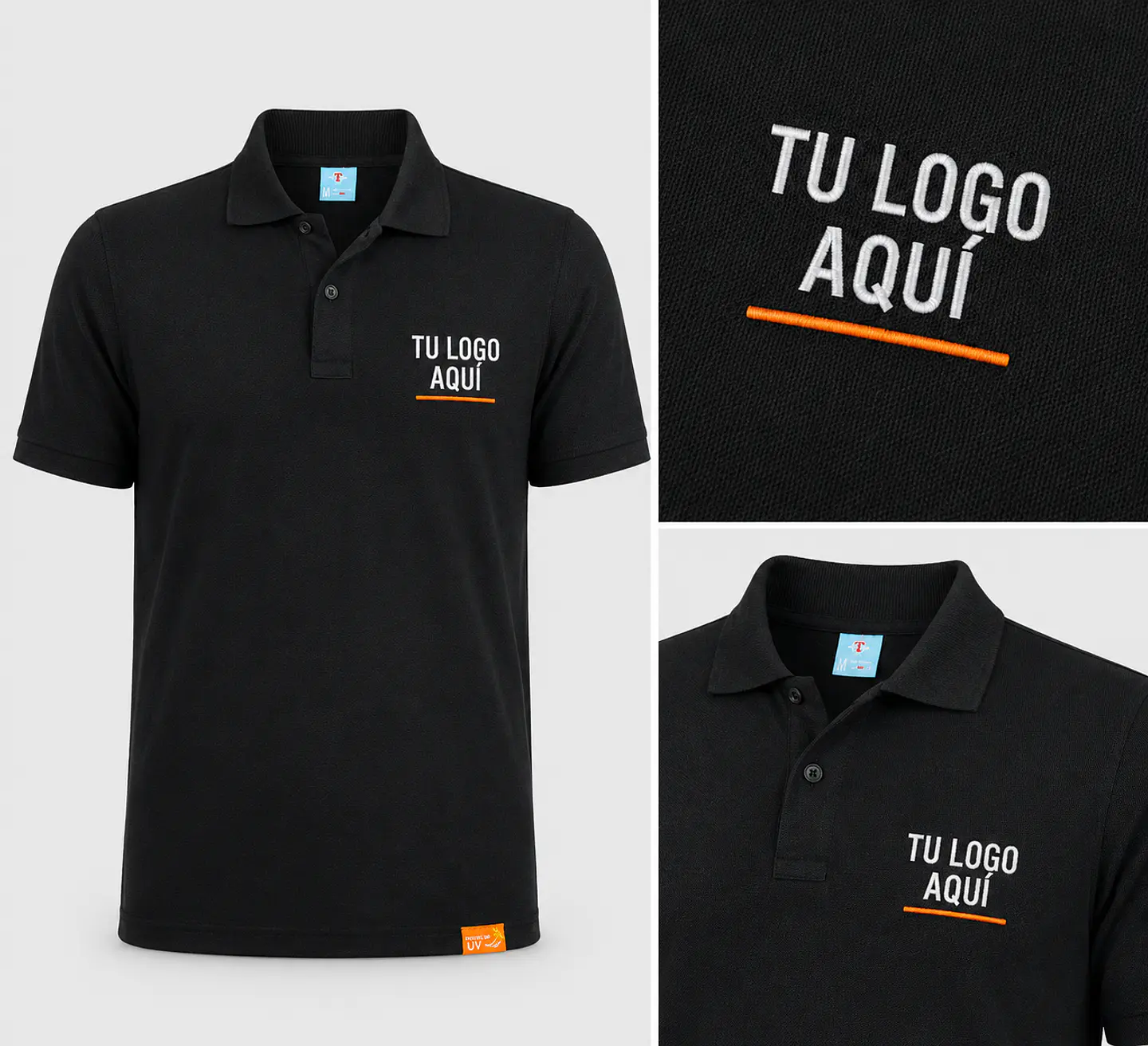 Polera piqué manga corta hombre 80% algodón con bordado corporativo 7