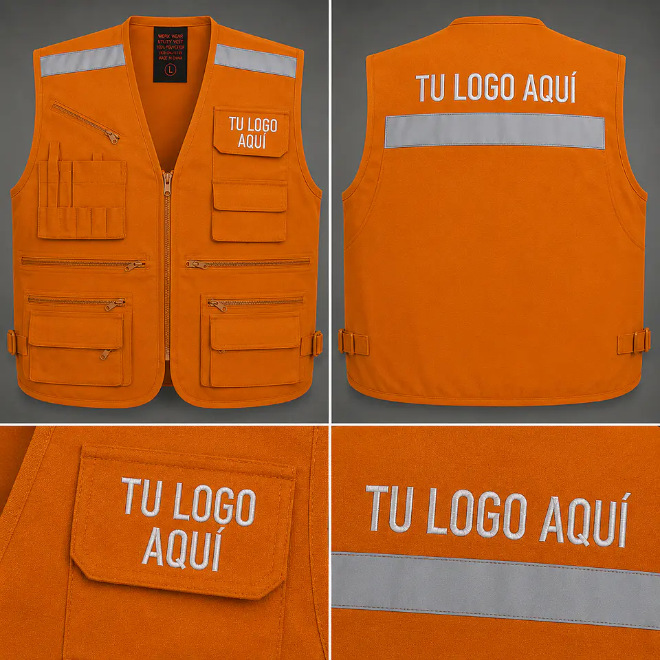 Chaleco geólogo de gabardina con bordado corporativo 1