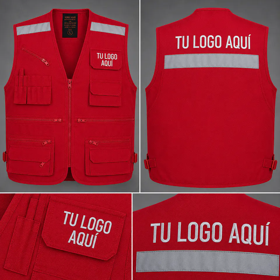 Chaleco geólogo de gabardina con bordado corporativo 2