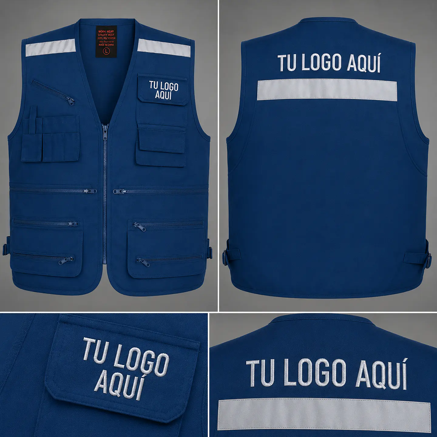 Chaleco geólogo de gabardina con bordado corporativo 3