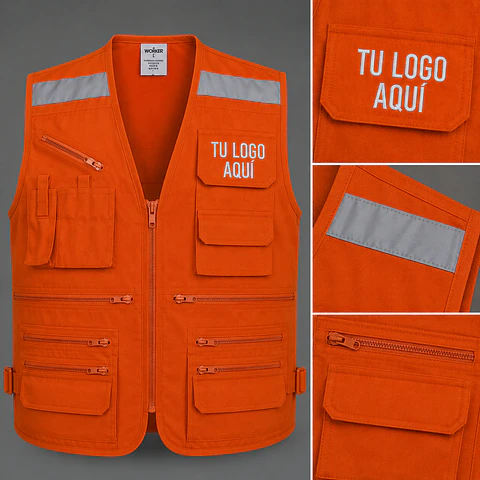 Chaleco geólogo poplin con bordado corporativo