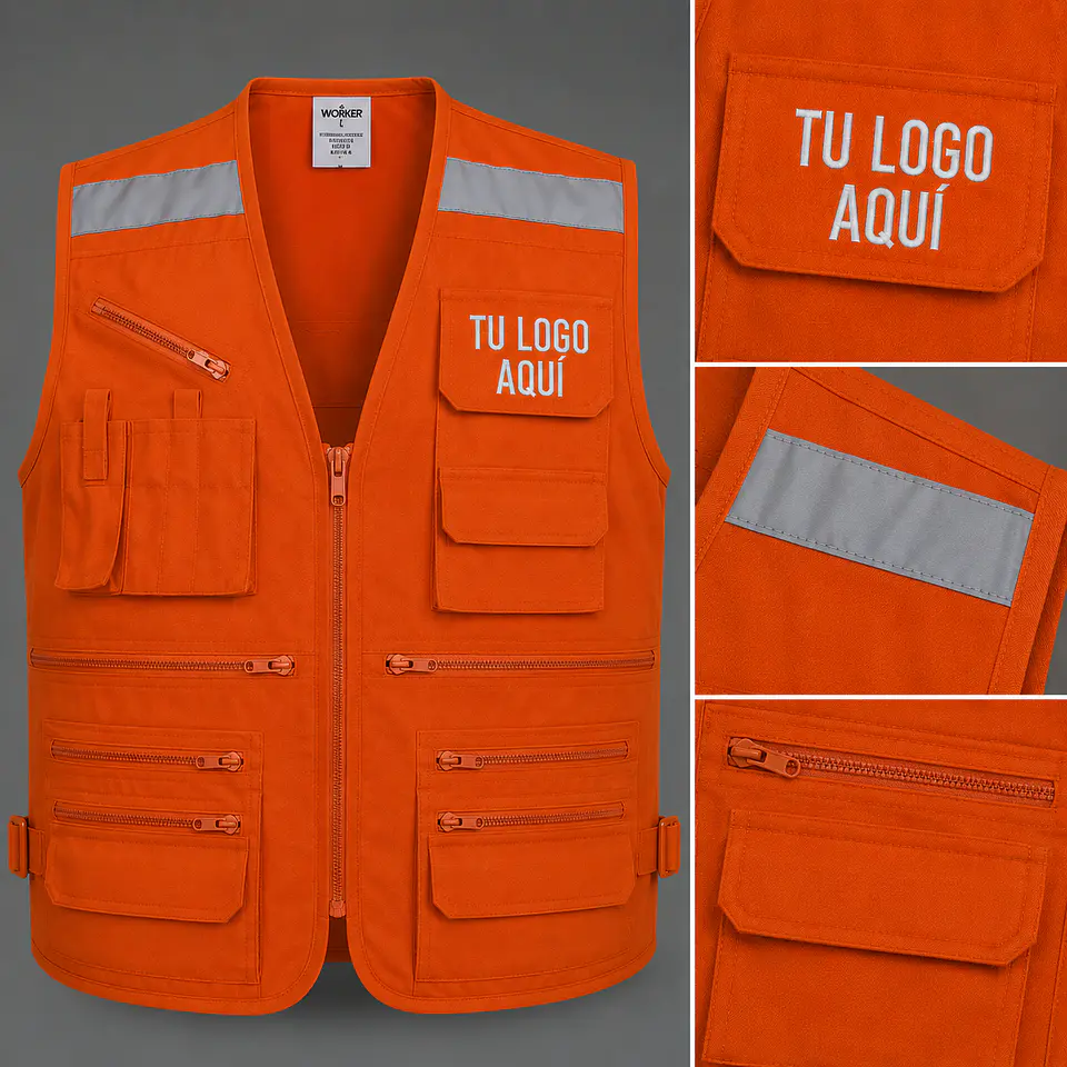 Chaleco geólogo poplin con bordado corporativo 1