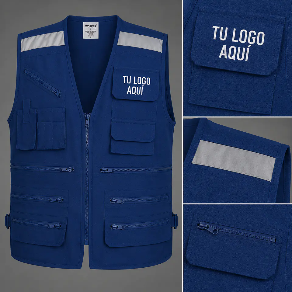 Chaleco geólogo poplin con bordado corporativo 2