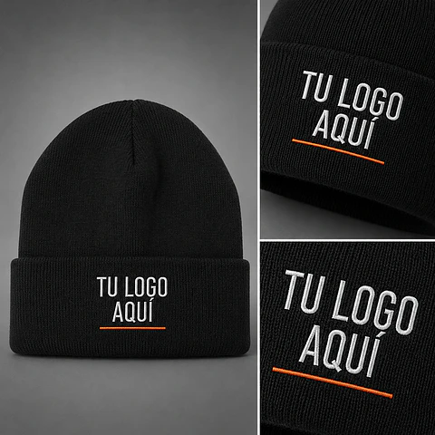 Gorro de lana acrílica y polar con bordado corporativo