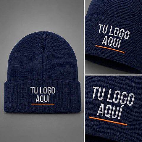 Gorro de lana acrílica y polar con bordado corporativo