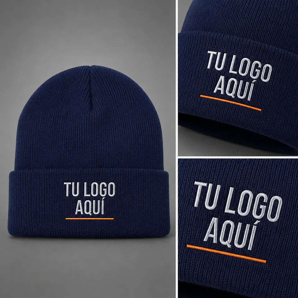 Gorro de lana acrílica y polar con bordado corporativo 2