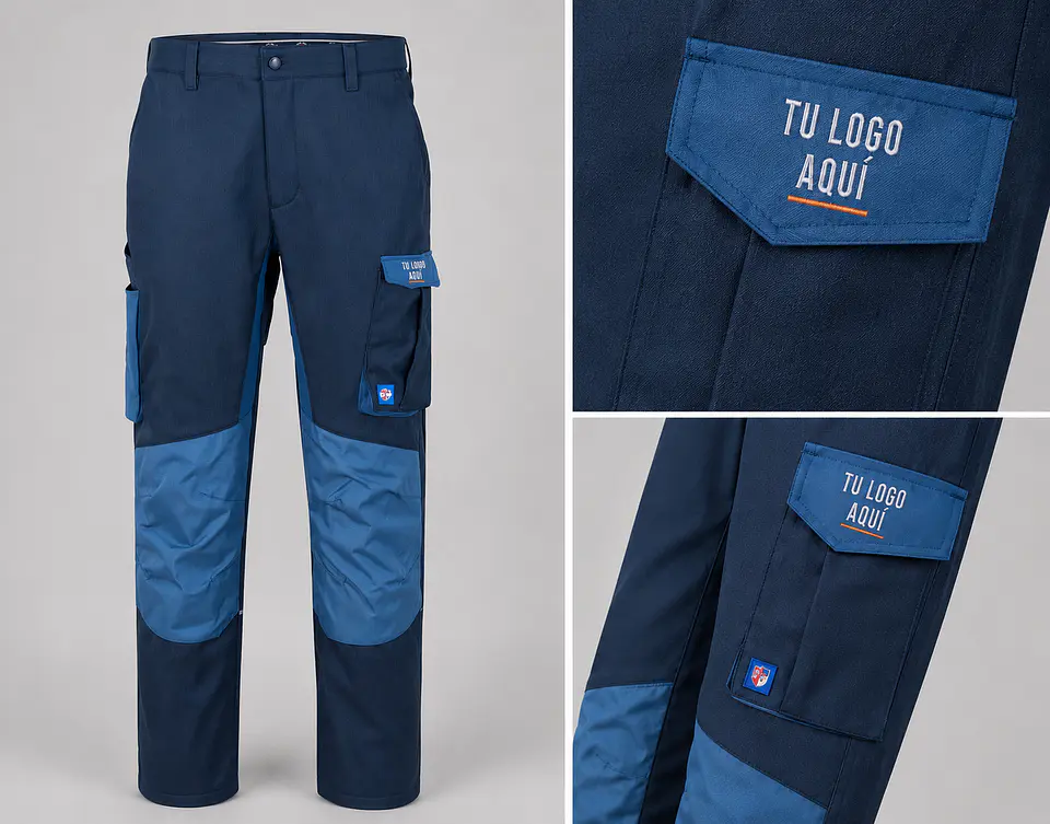 Pantalón térmico impermeable multibolsillo hombre con bordado corporativo 1