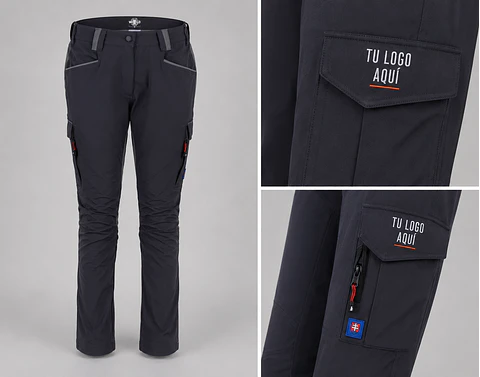 Pantalón cargo para mujer con bordado corporativo