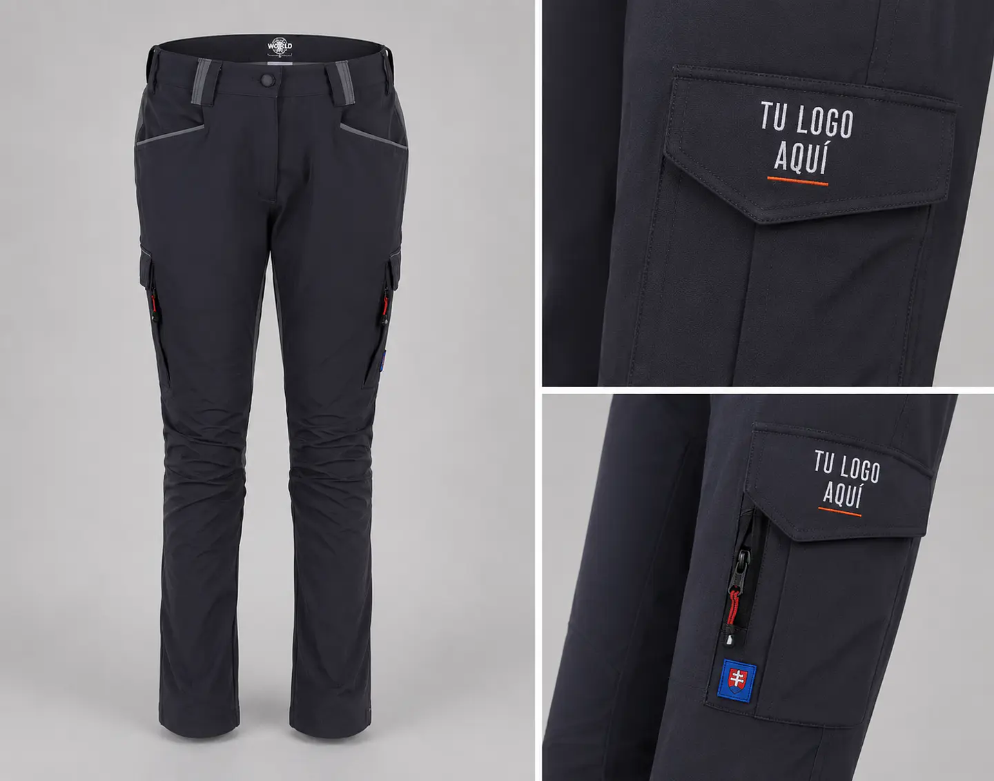 Pantalón cargo para mujer con bordado corporativo 1