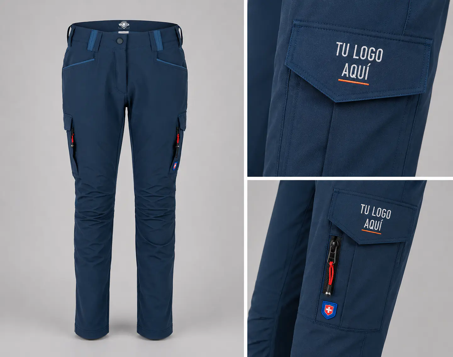 Pantalón cargo para mujer con bordado corporativo 2