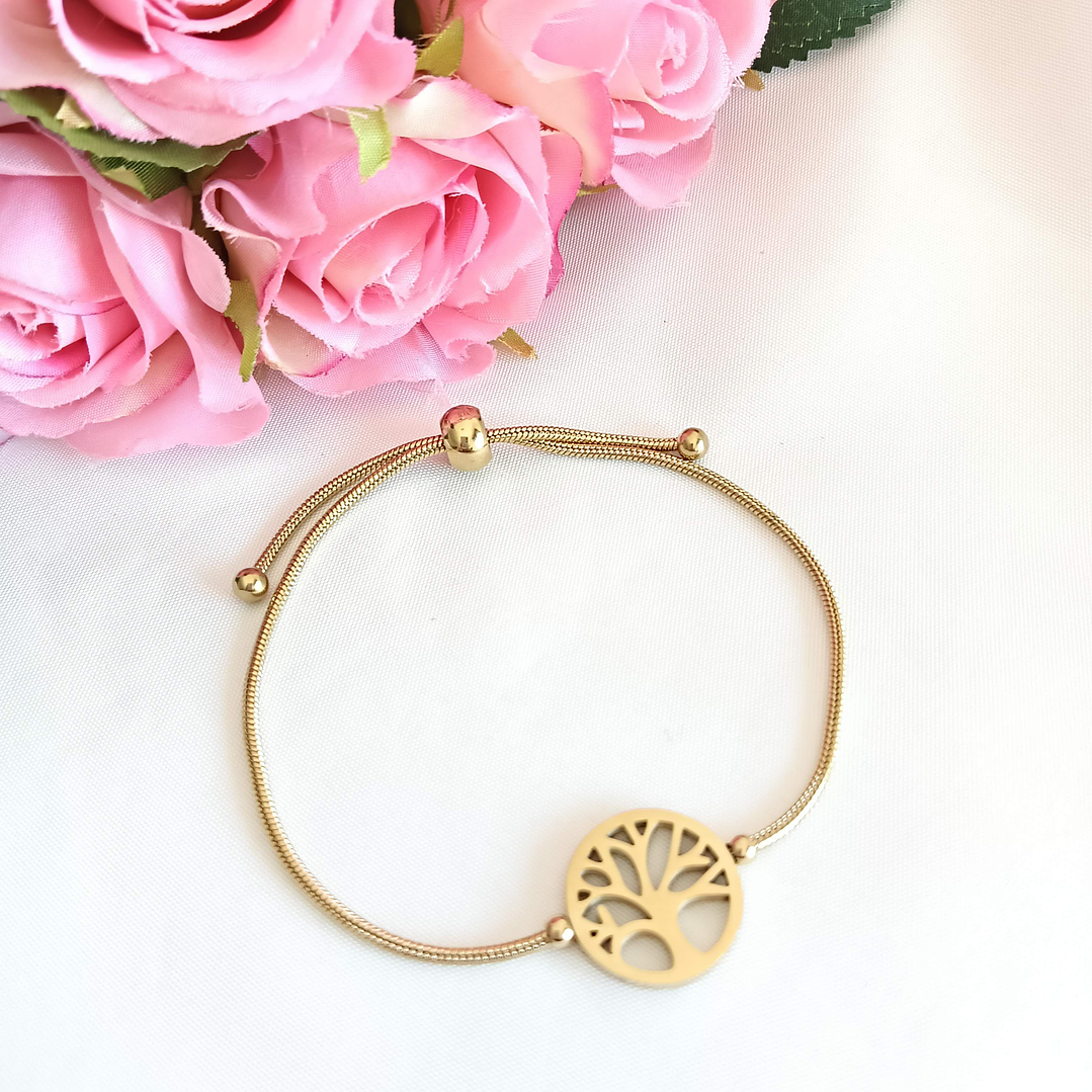 Pulseira ajustável aço - árvore da vida 2