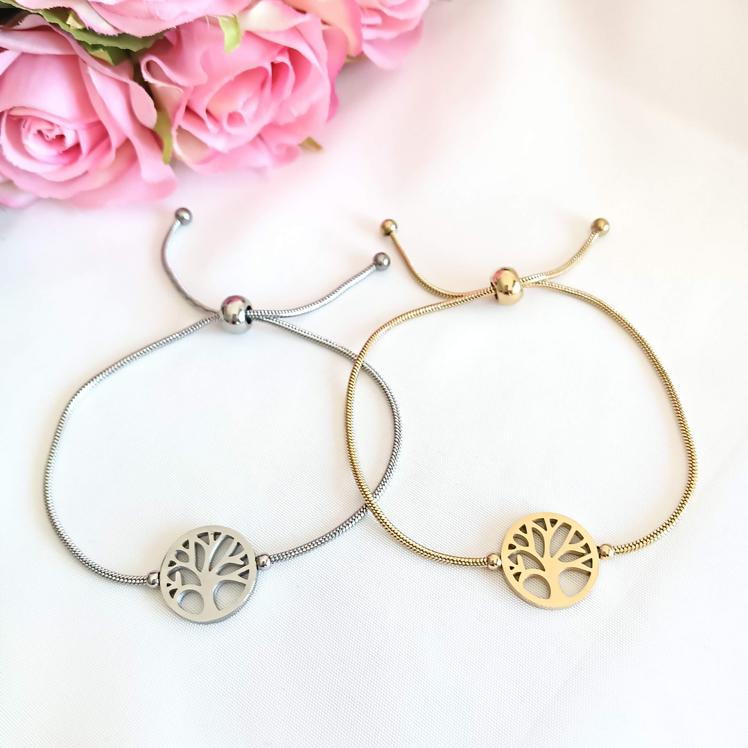 Pulseira ajustável aço - árvore da vida 1