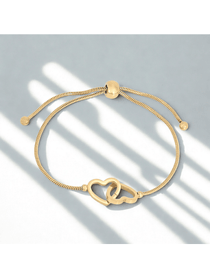 Pulseira ajustável coração entrelaçado