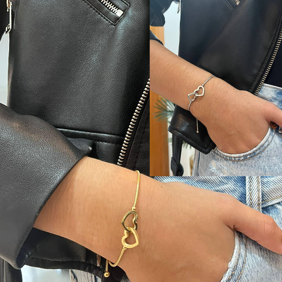 Pulseira ajustável coração entrelaçado 3