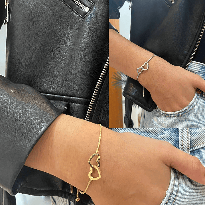 Pulseira ajustável coração entrelaçado 3