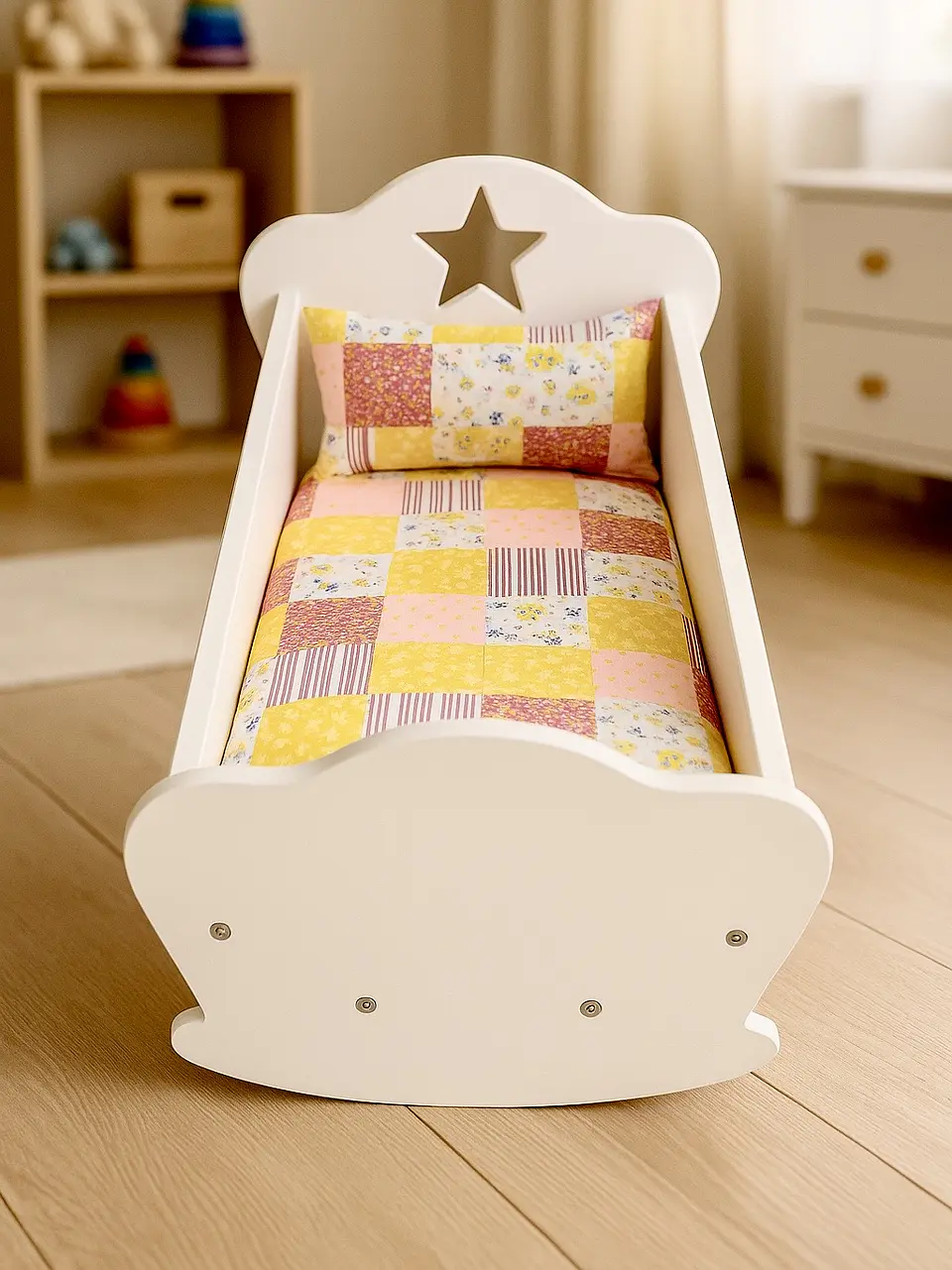 Cuna para muñecas de madera - Diseño estrella 3