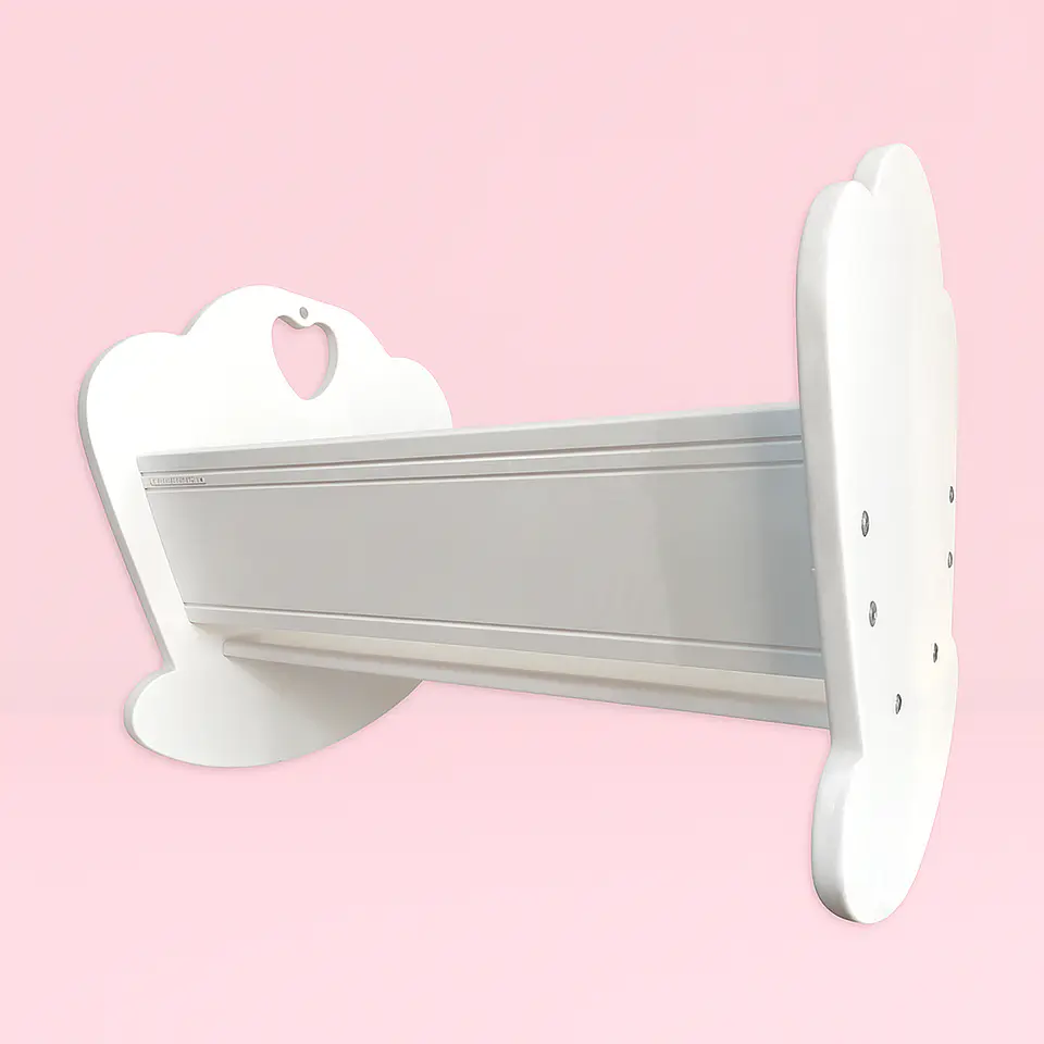 Cuna para muñecas de madera - Diseño corazón 2